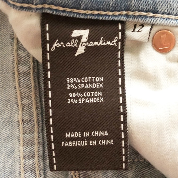 7FAM Denim Jean Skirt Frayed Hem Sz 12 - Picture 9 of 10